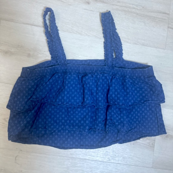 MADEWELL Women’s 100% Cotton Blue Layered Crop Top Babydoll Smock Tank Size XL - Picture 2 of 5